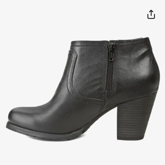 Clarks Mission Halle Distressed Leather Black Heel Ankle Boot Women Size… - Picture 5 of 16